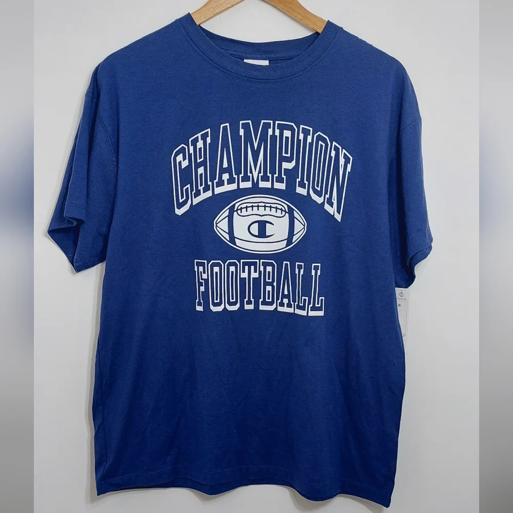 Champion Men's Size Small Shirt Short Sleeve Football Blue Top Tee - Picture 10 of 10